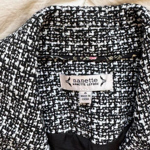 Nanette leopore Tweed double breasted blazer sz 4 coquette feminine academia - Picture 8 of 8